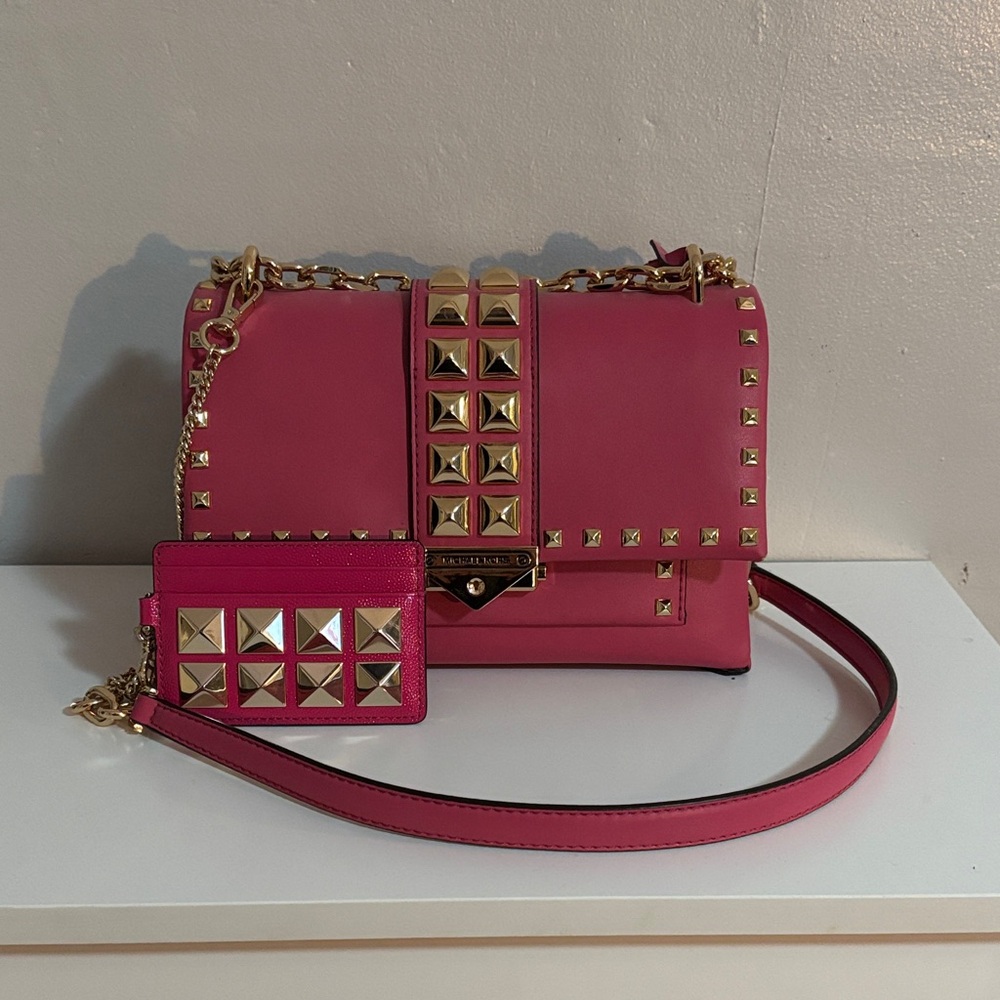 Michael Kors Pink Crossbody Bag with Gold Accents